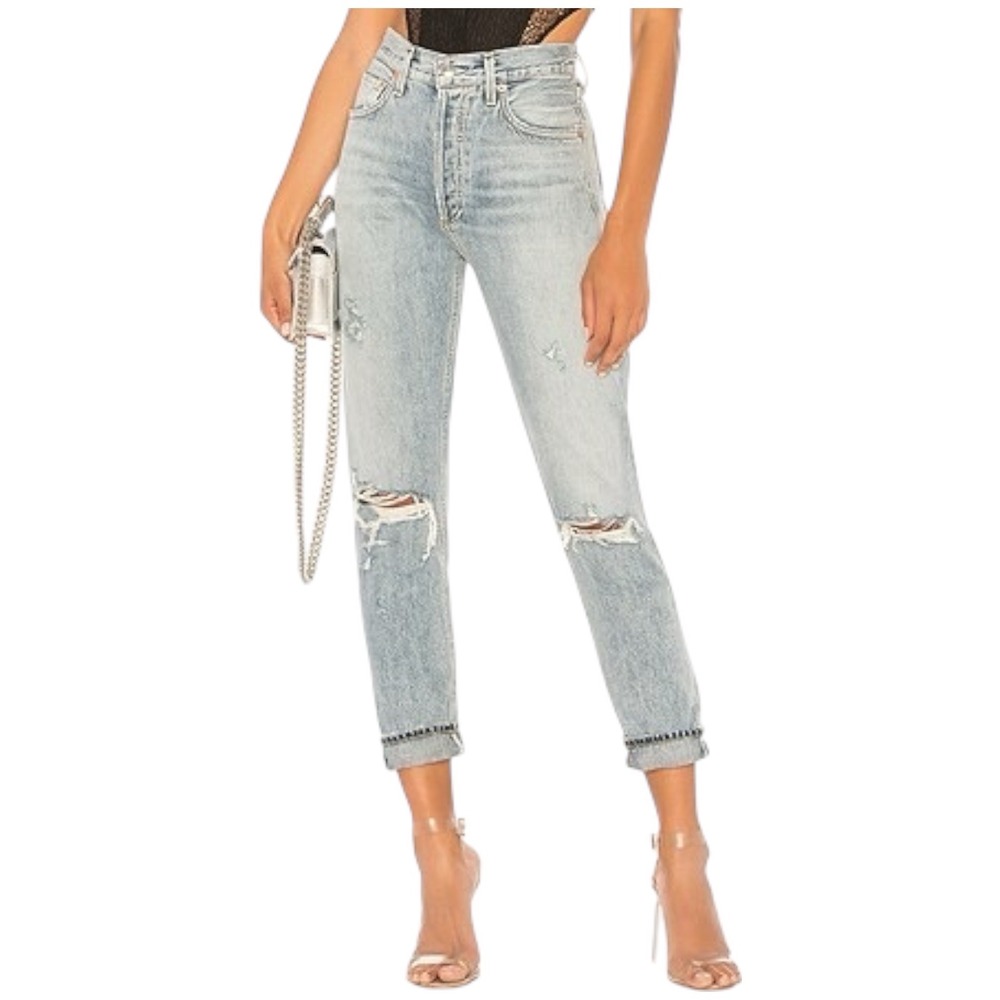 AGOLDE Women's Jamie High Rise‎ Classic Jeans Resolution Wash Size 26 Distressed